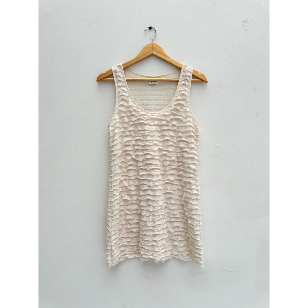 Free People Boarderline Textured Ruffle Tank Dress Ivory Sz S/P